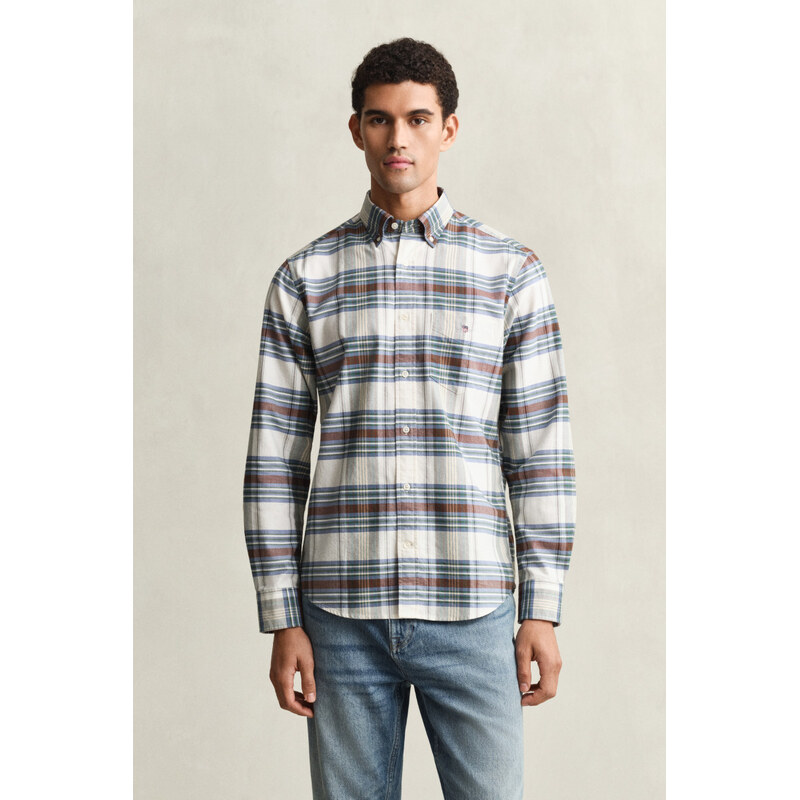 KOŠILE GANT REG OXFORD CHECK SHIRT WOODY GREEN