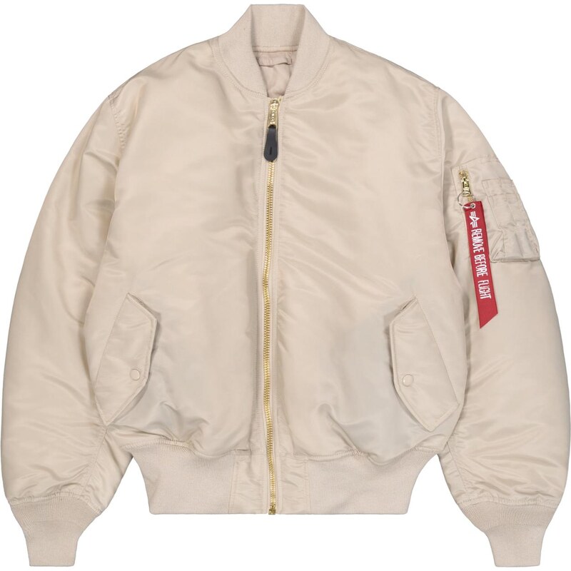 ALPHA INDUSTRIES Přechodná bunda MA-1 Heritage béžová / červená