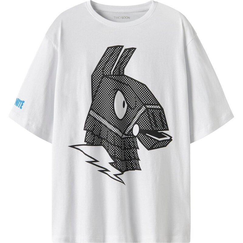 TWO SOON Tričko Fortnite azurová / černá / bílá