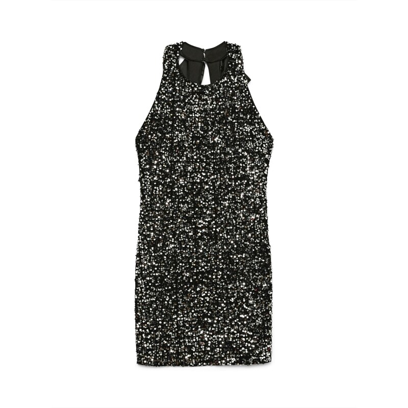 VERO MODA Koktejlové šaty VMBella černá / stříbrná