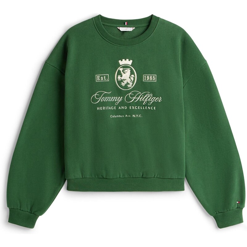 TOMMY HILFIGER Mikina zelená / bílá