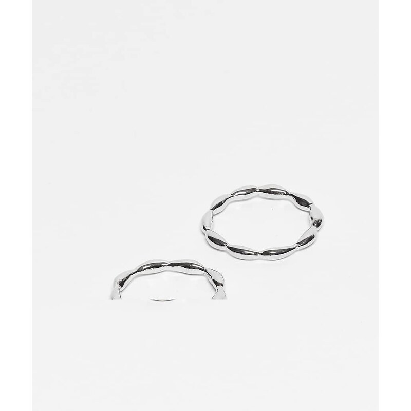 ASOS DESIGN 2 pack skinny molten rings in silver 112916985