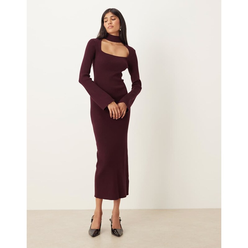 Pretty Lavish knitted square neck choker detail midaxi dress in 109790035