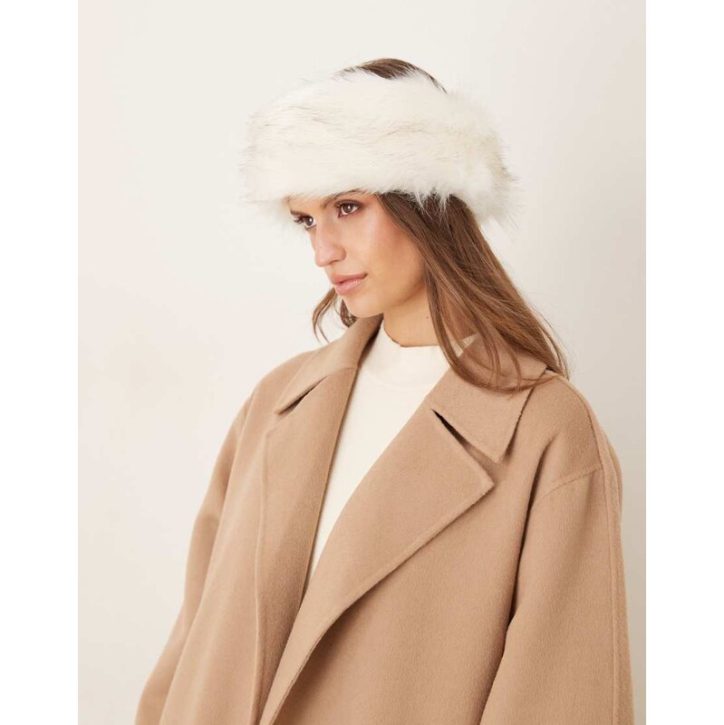 My Accessories faux fur headband in white-Multi