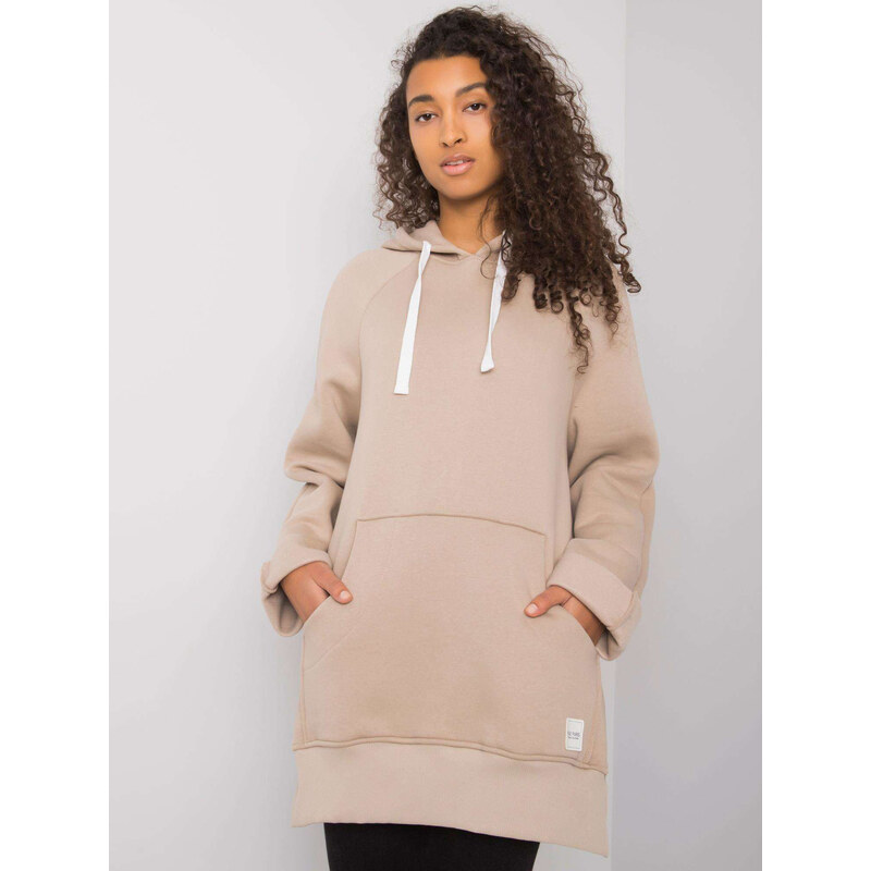 RUE PARIS Béžová volná mikina s klokaní kapsou Arno --beige