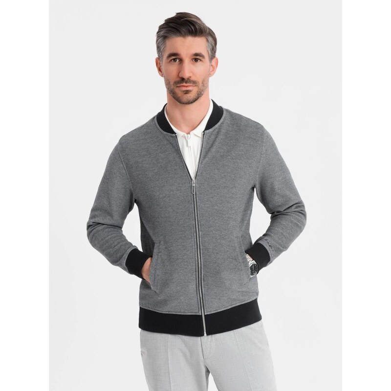 Ombre Clothing Elegantní černá pánská mikina bez kapuce v1 om