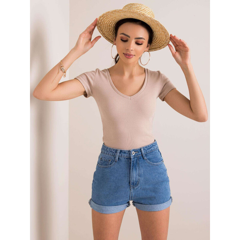 RUE PARIS Dámské béžové tričko RV-TS-5568.10X-beige