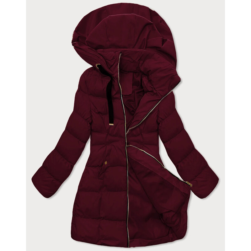 Dámská bunda s kapucí J Style bordó (5M3231-1) 109522385