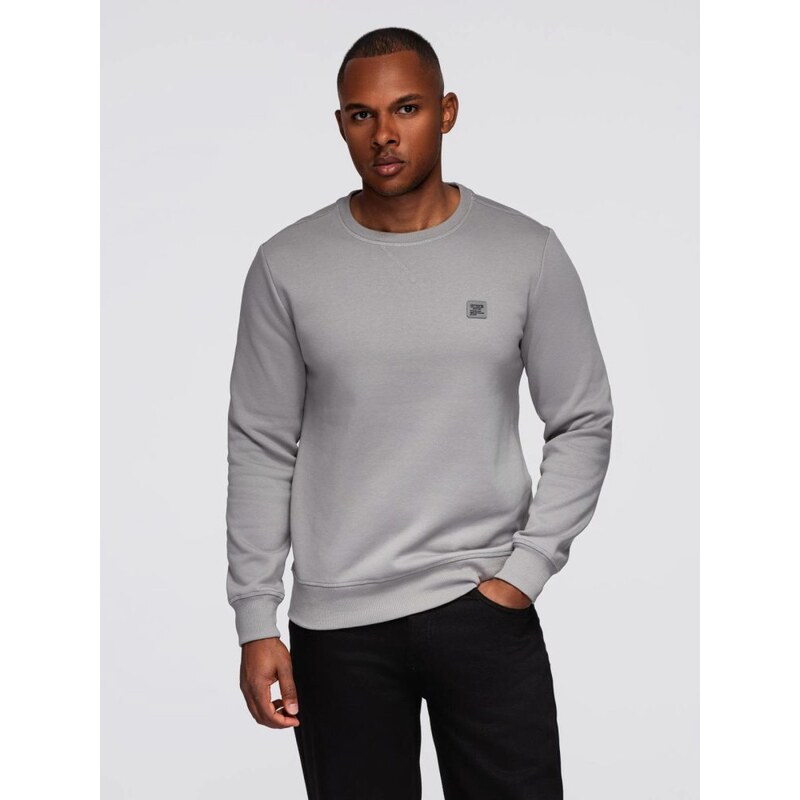 Ombre Clothing Šedá pánská mikina bez kapuce V4 OM-SSNZ-0243