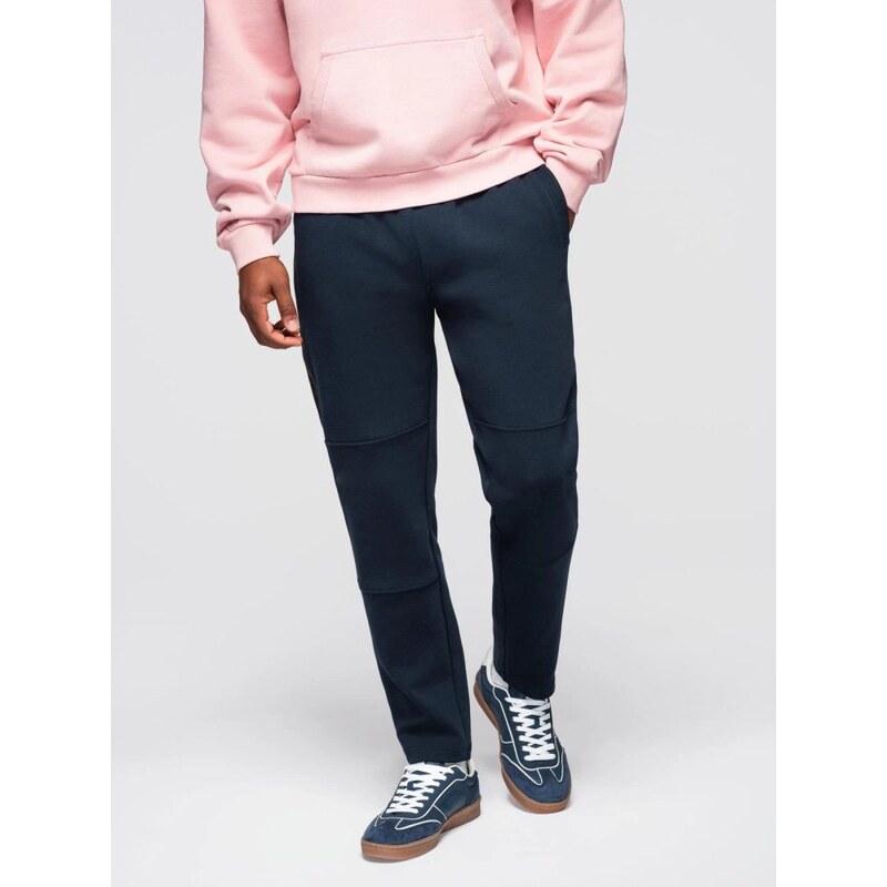 Ombre Clothing Tmavě modré tepláky s prošíváním V2 OM-PASK-0281
