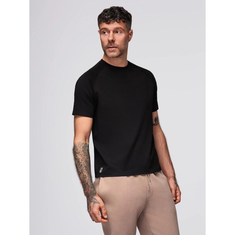Ombre Clothing Základní černé tričko s krátkým rukávem V2 TSCT