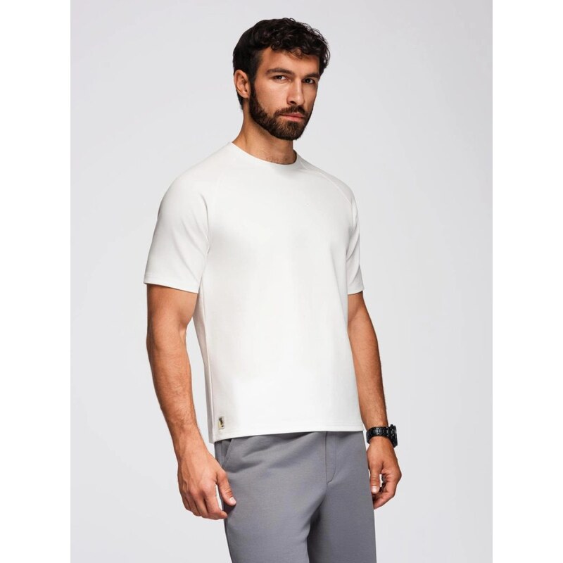 Ombre Clothing Základní bílé tričko s krátkým rukávem V1 TSCT