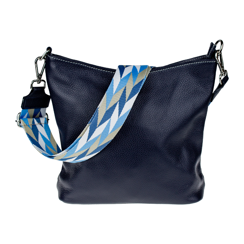 Modrá kožená italská crossbody kabelka Amalia Blu I NovaKabelka