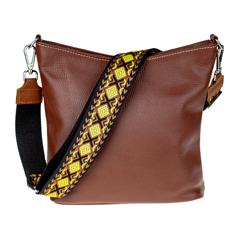 Hnědá kožená italská crossbody kabelka Amalia Marrone I