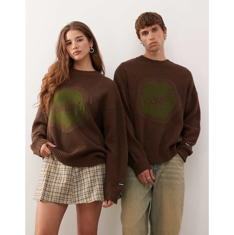 Kickers oversized knit jumper in dark brown 109527378