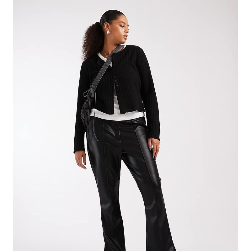 ASOS Curve ASOS DESIGN Curve leather look slim flare trouser