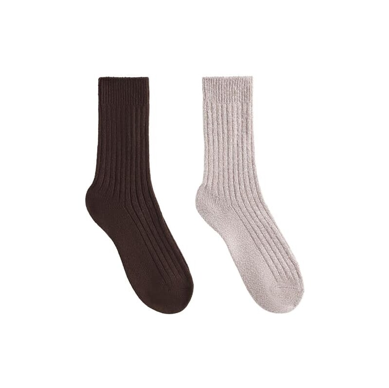 OYSHO 2 pairs of classic ribbed socks in brown 109527744