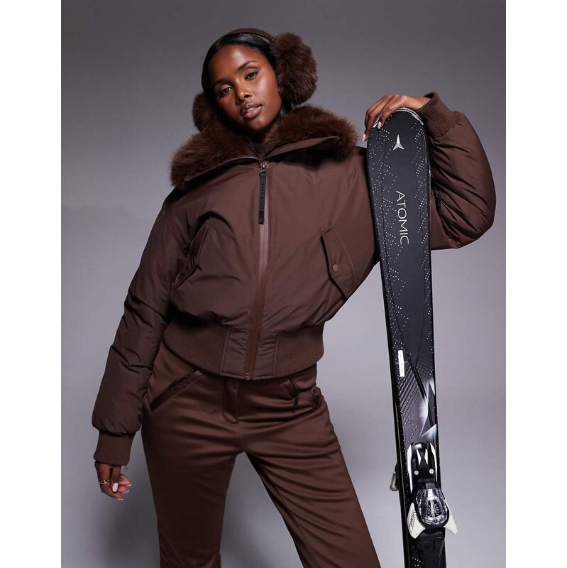 ASOS 4505 Ski & Snow ASOS 4505 Ski cropped bomber with faux fur collar 113261511
