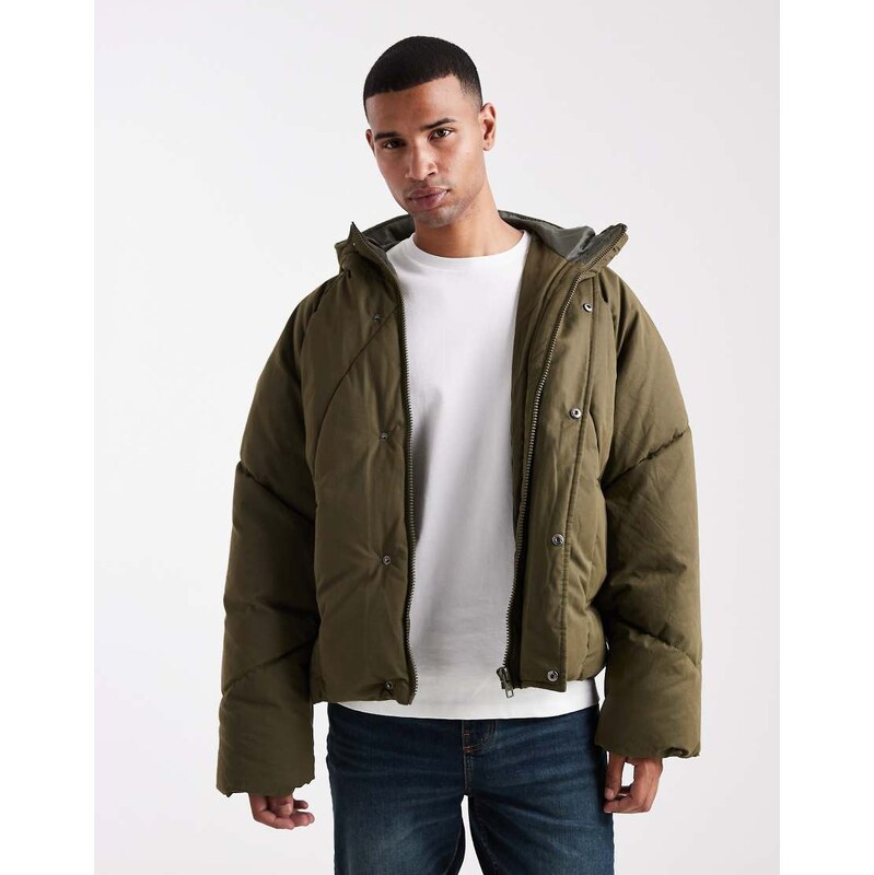 ASOS DESIGN oversized puffer jacket in green