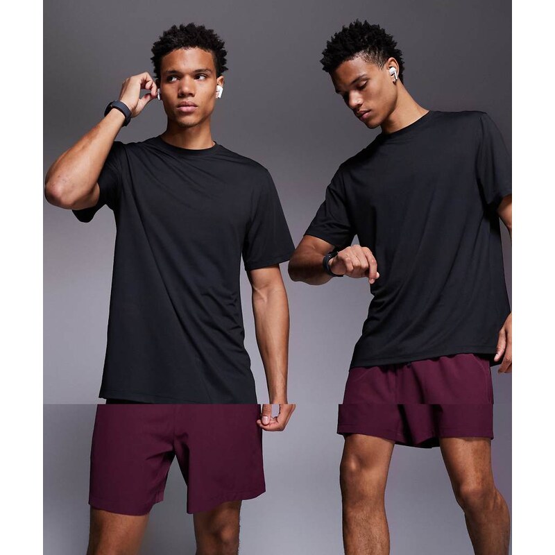 4505 Icon training t-shirt with quick dry 2 pack in black and