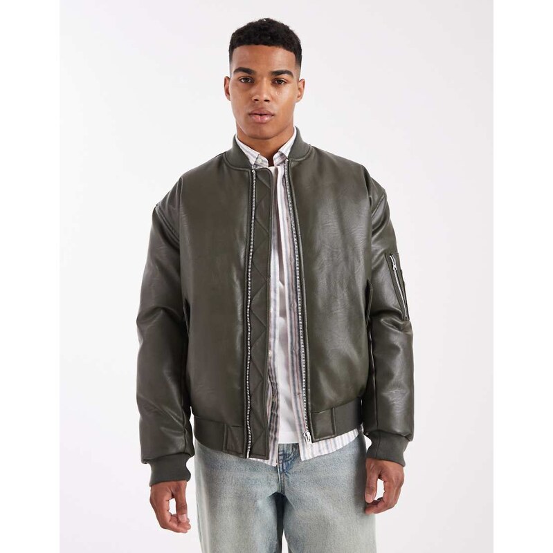 ASOS DESIGN oversized bomber jacket in green