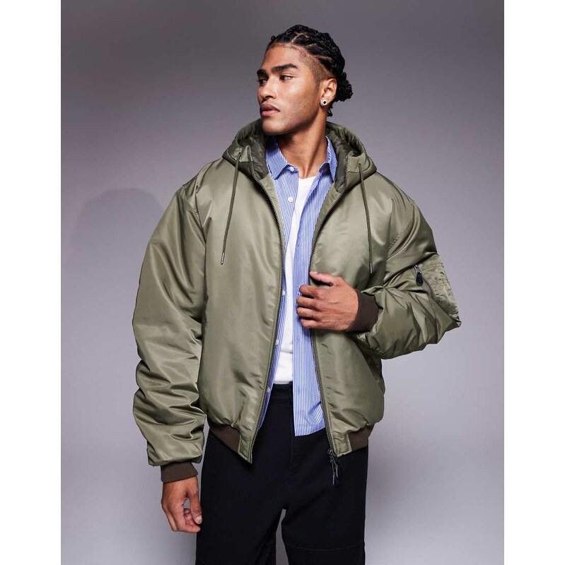 ASOS DESIGN oversized bomber in green