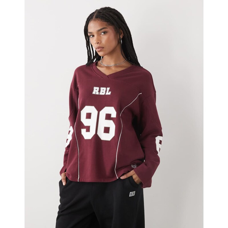 Noisy May v-neck sports jersey in burgundy-Red 109534585