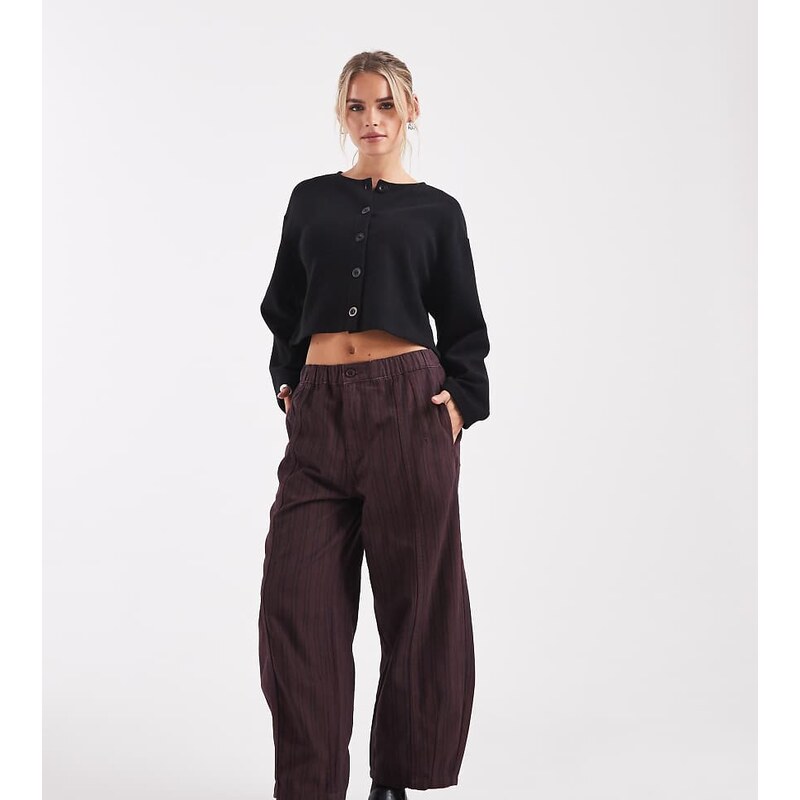 ASOS Petite ASOS DESIGN Petite laundered pull on barrel trousers in 109534599