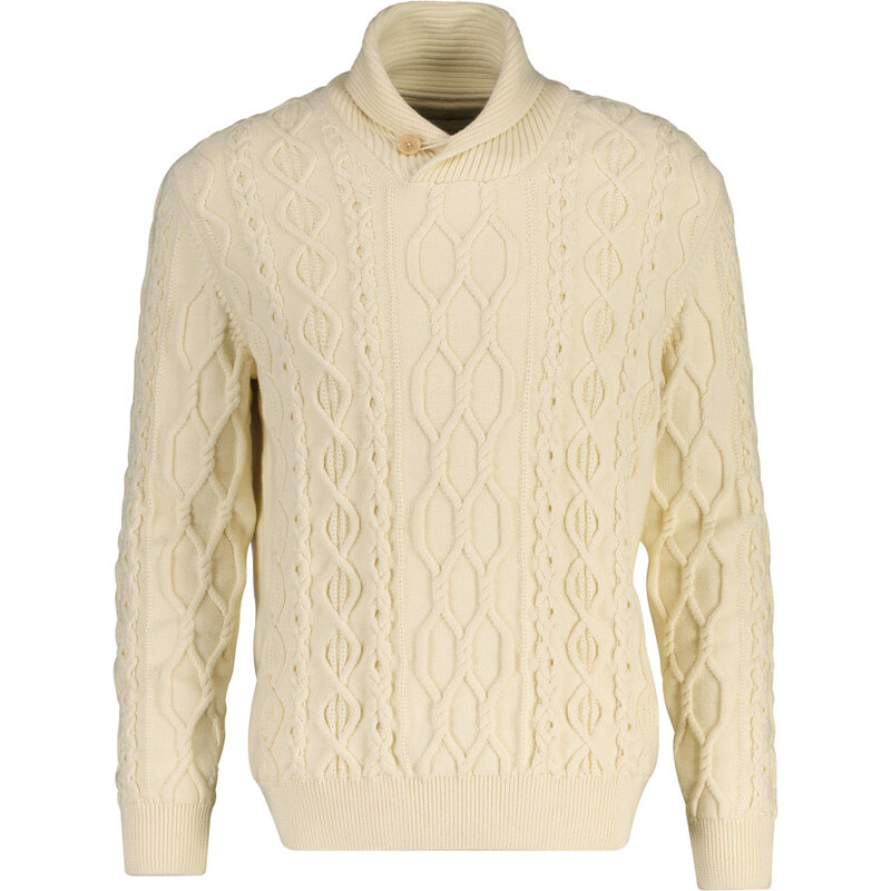 SVETR GANT CABLE SHAWL COLLAR CREAM