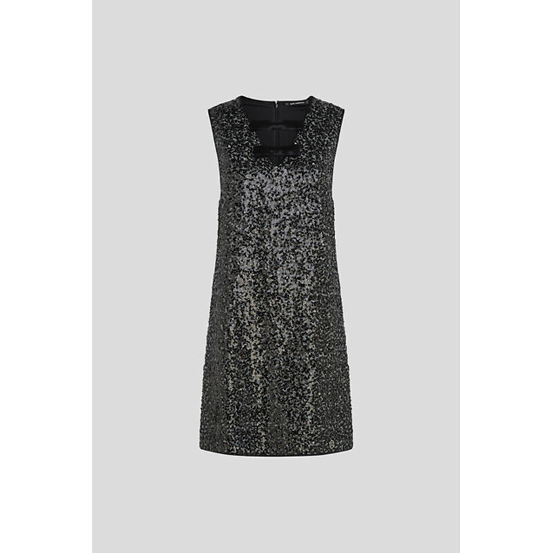 ŠATY KARL LAGERFELD EMBELLISHED TWEED BOW DRESS