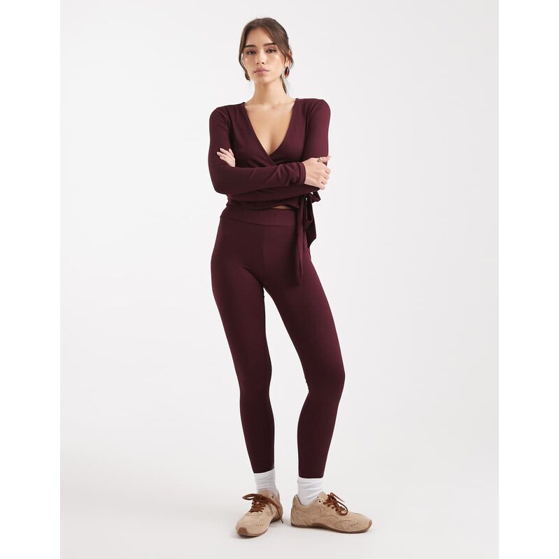 Miss Selfridge sculpted leggings in plum-Purple 115512037