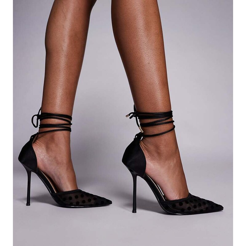 Simmi Wide Fit Simmi London Wide Fit Mandisa polka dot mesh heeled 110318880