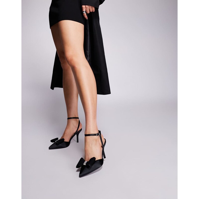 New Look satin bow court heels in black 109833510