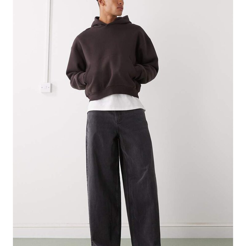 COLLUSION X003 wide leg mid rise jean in washed black