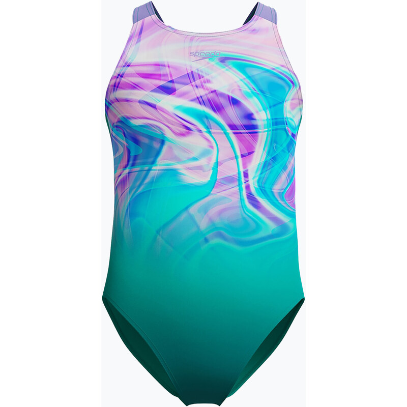 Dámské jednodílné plavky Speedo Printed Pulseback turquoise gem