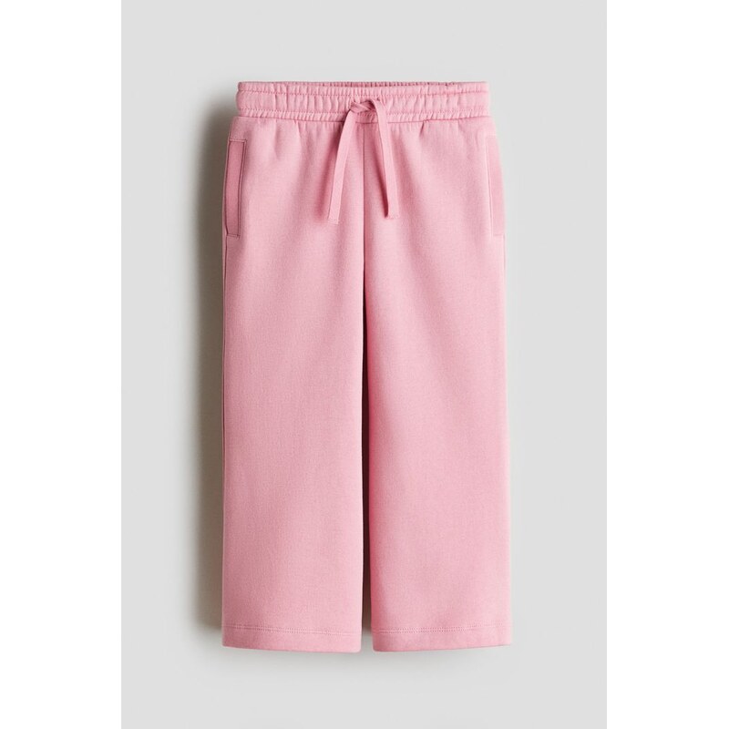 H&M - Široké kalhoty joggers česaným rubem - Růžová