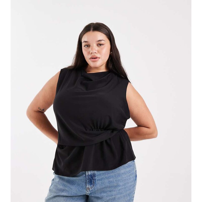 ASOS Curve ASOS DESIGN Curve cowl neck sleeveless top with twist waist 109503113