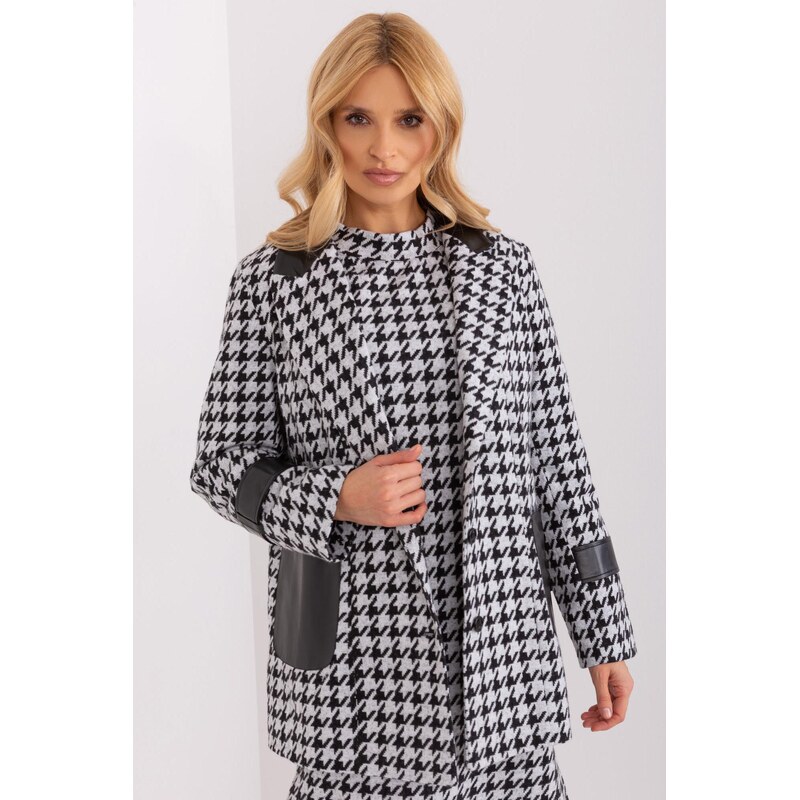 MladaModa Elegantní sako s pepito vzorem model 51199 černé+bílé