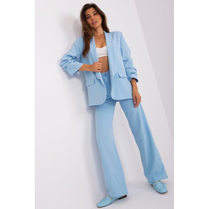 MladaModa Oversize sako s nařasenými rukávy model 03485 světle