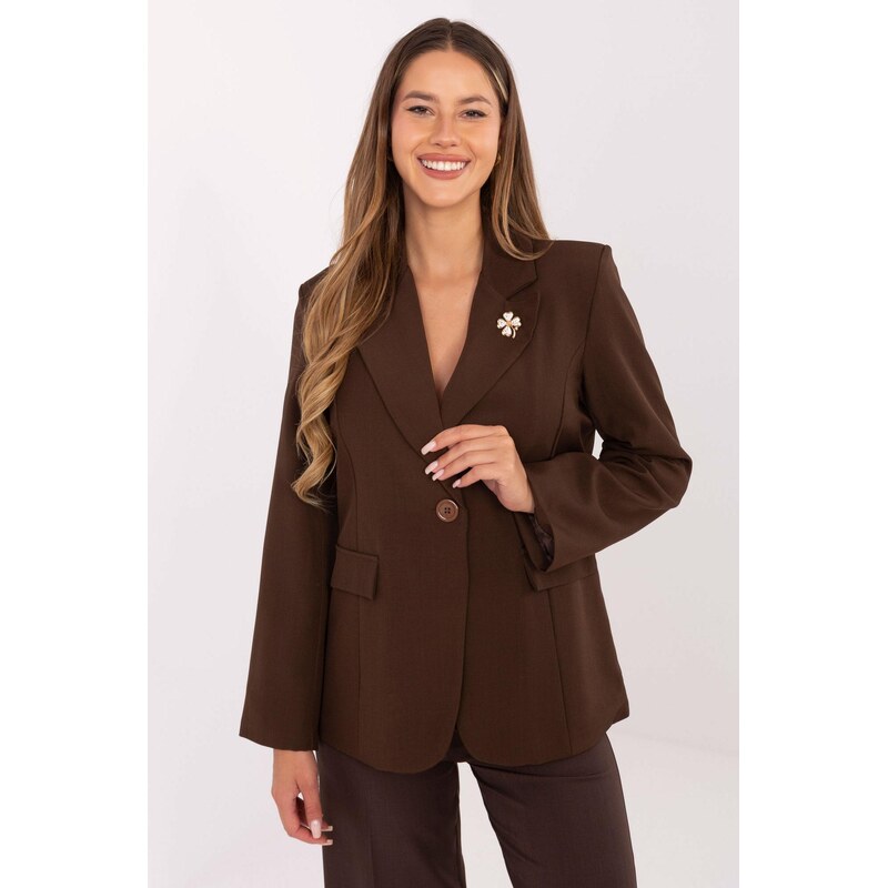 MladaModa Elegantní sako s broží a zapínáním na knoflík model