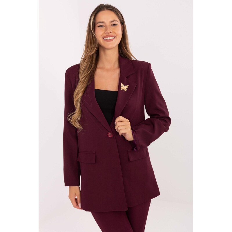 MladaModa Elegantní sako s broží a zapínáním na knoflík model