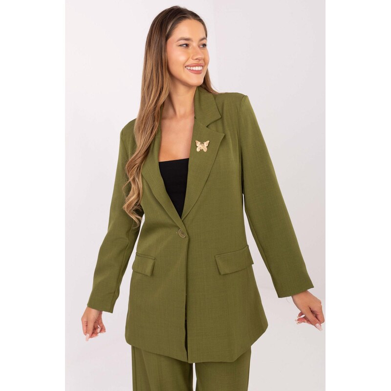 MladaModa Elegantní sako s broží a zapínáním na knoflík model
