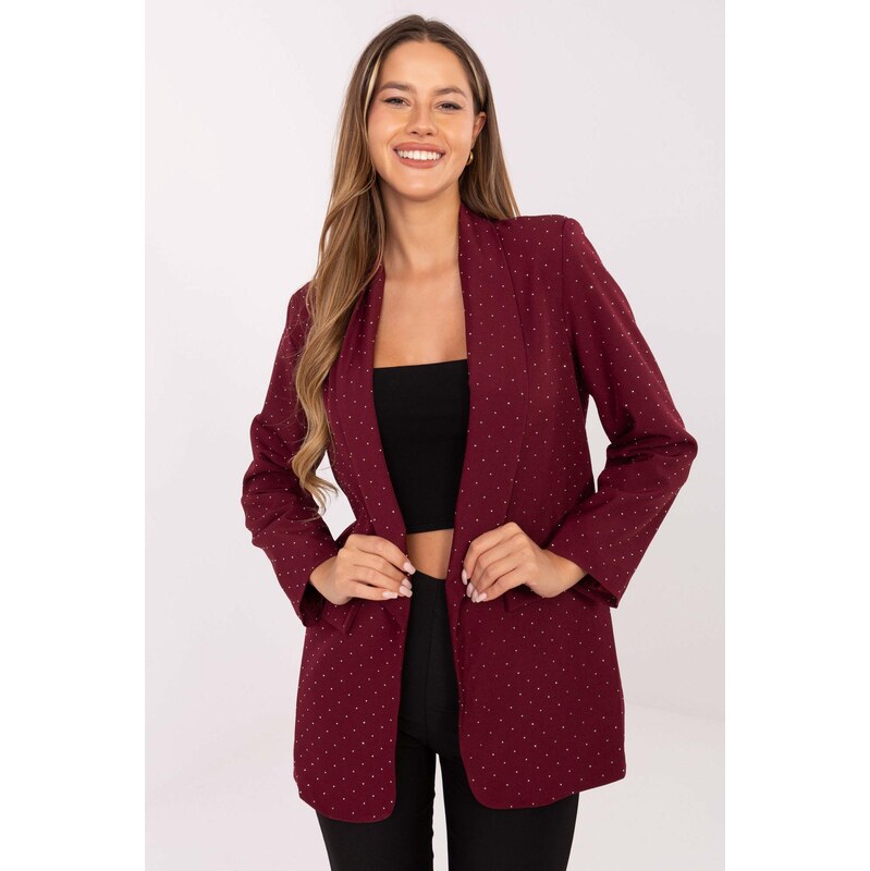 MladaModa Elegantní sako se zirkony model 65788 vínové