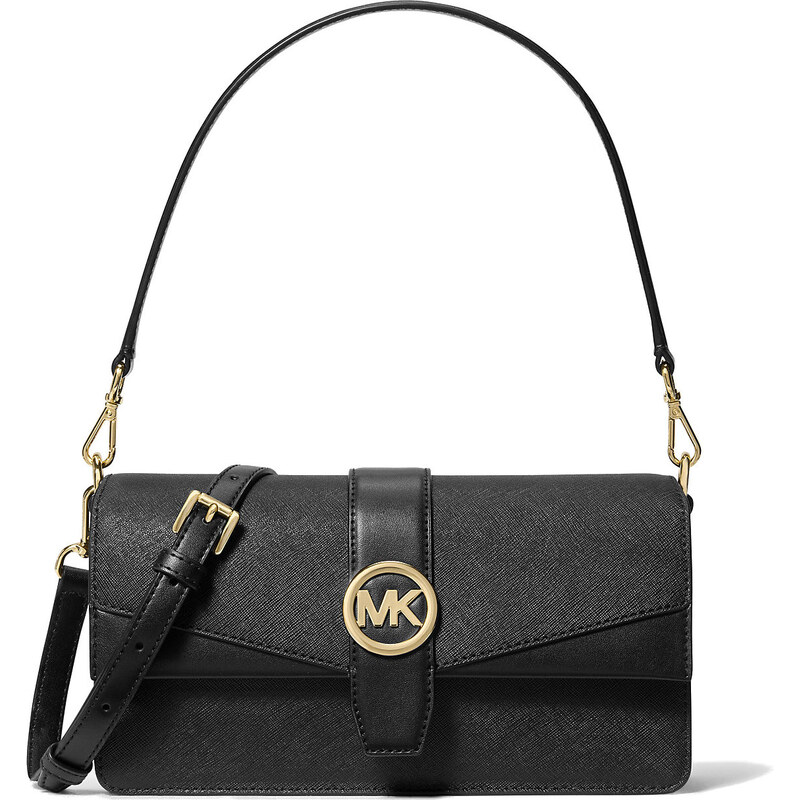 Michael Kors Greenwich Medium Saffiano Leather Shoulder Bag Black 112792672