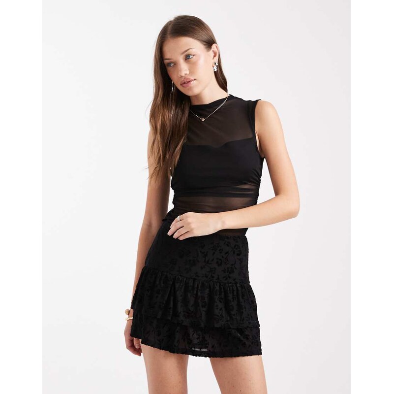 Miss Selfridge devore ruffle skort in black 114808522