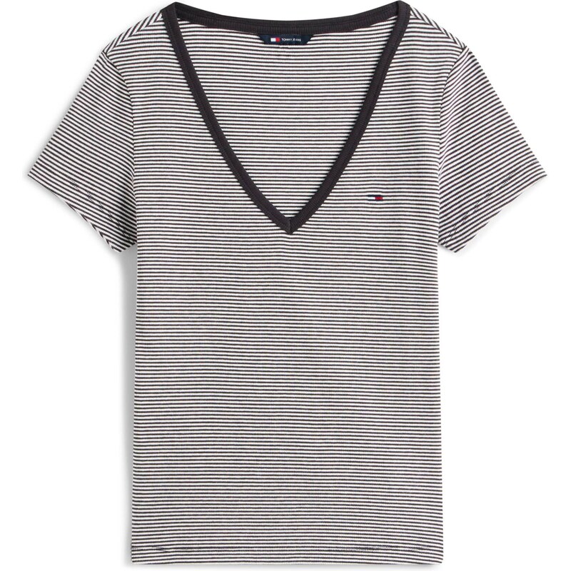 Tommy Jeans Tričko ESSENTIAL černá / bílá