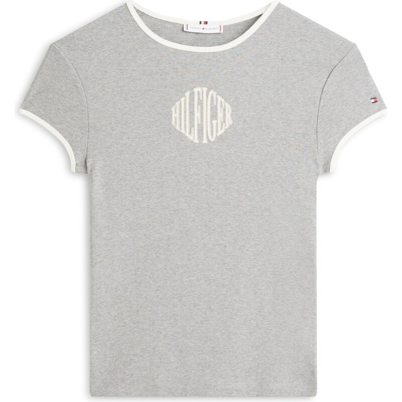 TOMMY HILFIGER Tričko RINGER béžová / šedá / bílá