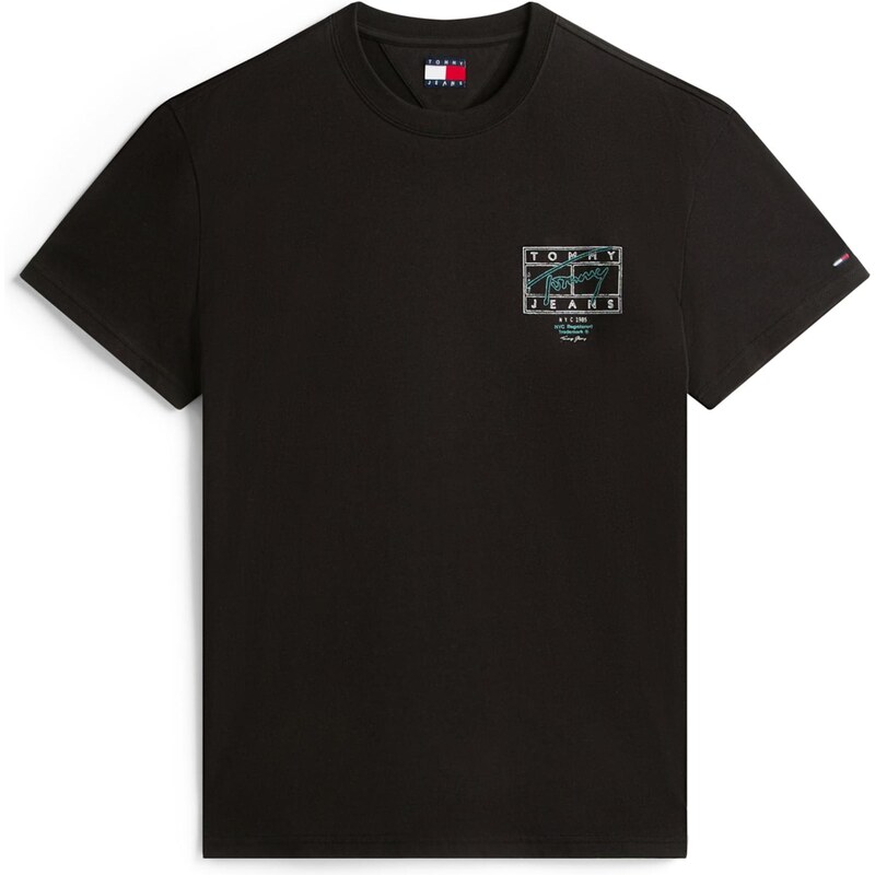 Tommy Jeans Tričko zelená / černá / bílá