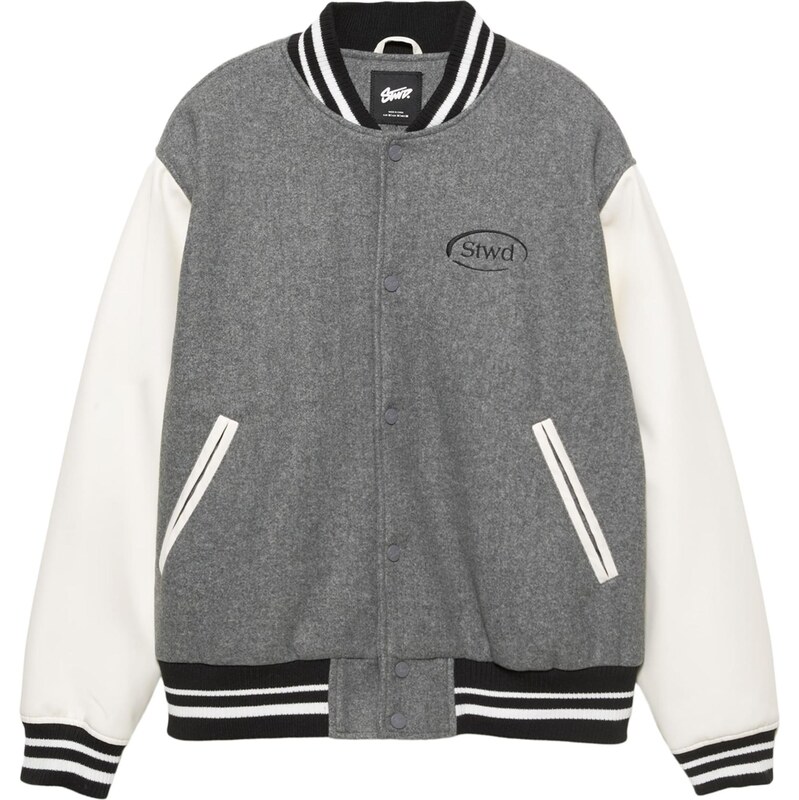 Pull&Bear Přechodná bunda STWD kámen / černá / bílá