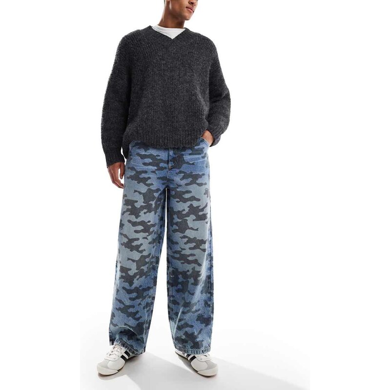 COLLUSION X007 xl baggy jean in camo print-Multi